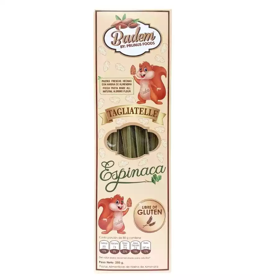 pasta de almendras badem tagliatelle espinaca 250g