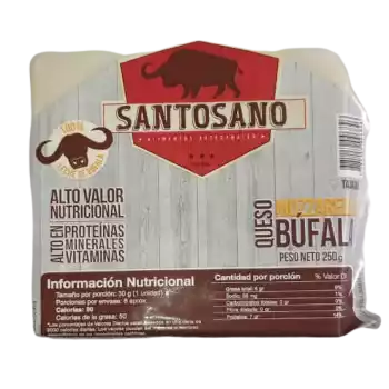 queso mozzarella 100% bufala tajado santosano 250g