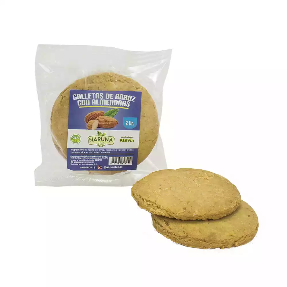 galleta de arroz con almendras naruna 2u