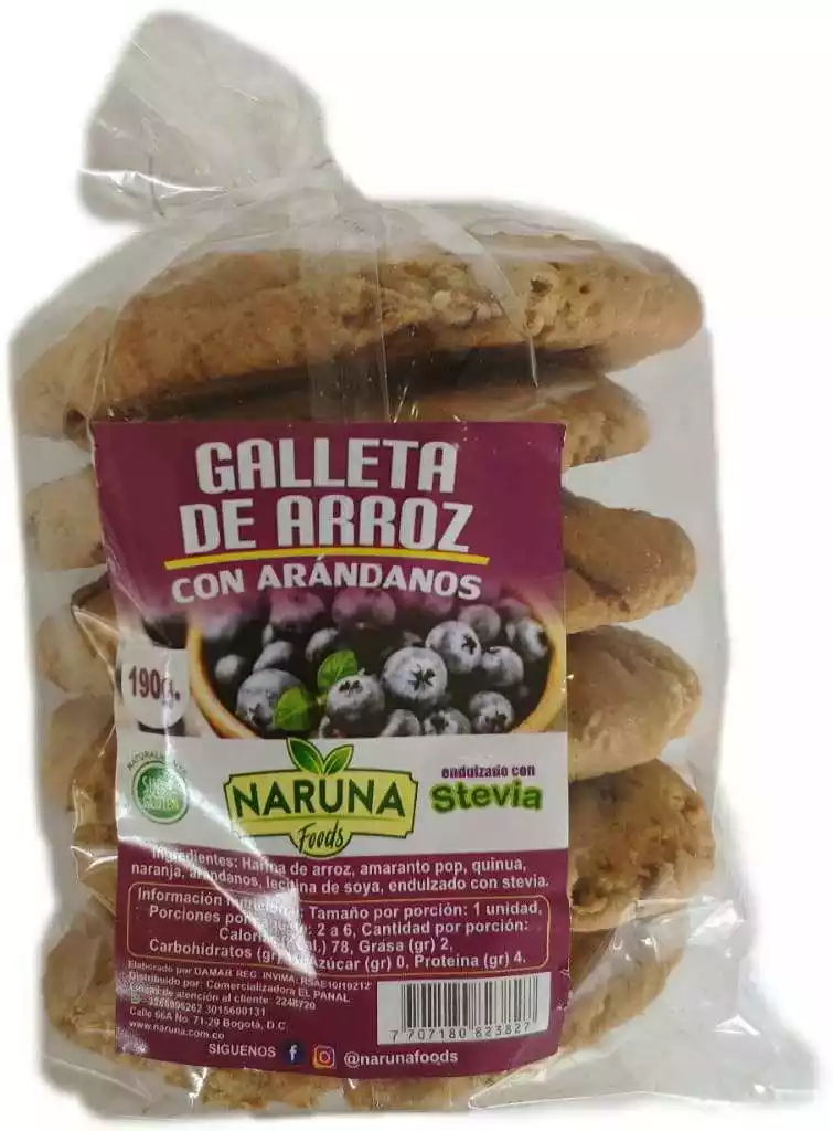 galleta de arroz con arandanos naruna 6u 190g