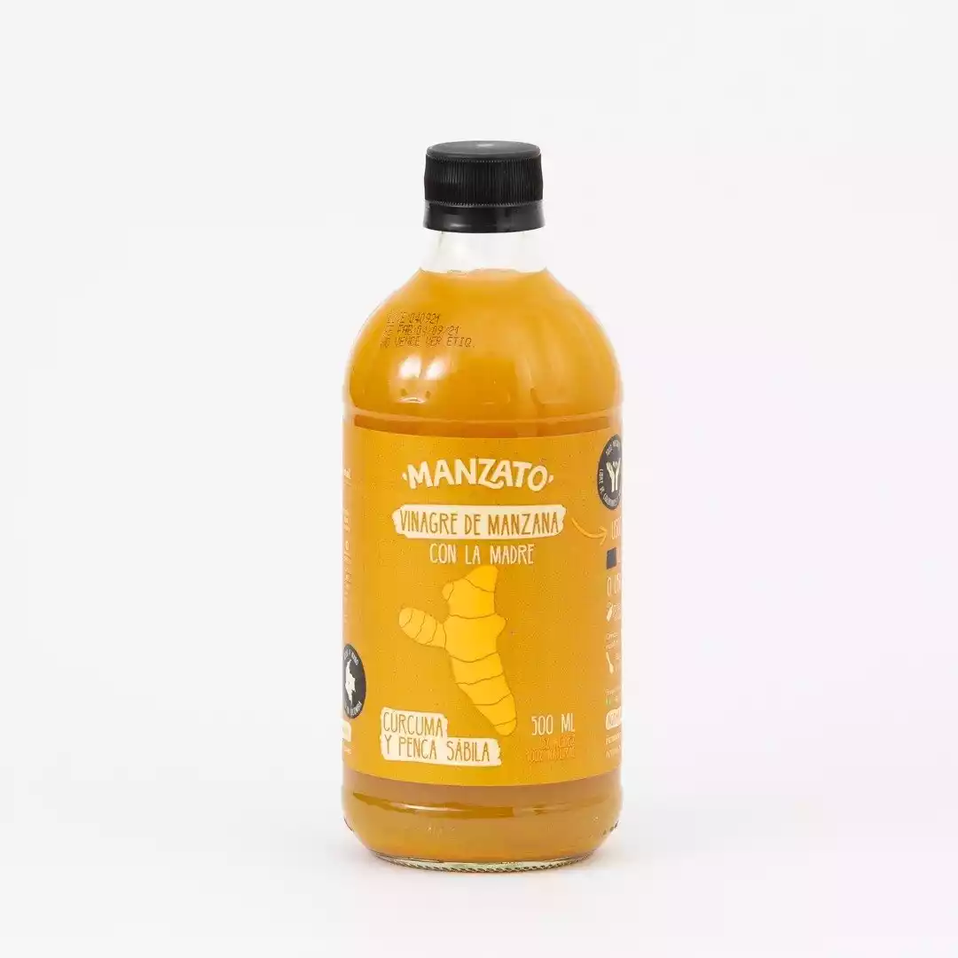 vinagre de manzana manzato curcuma y penca de sabila 500ml