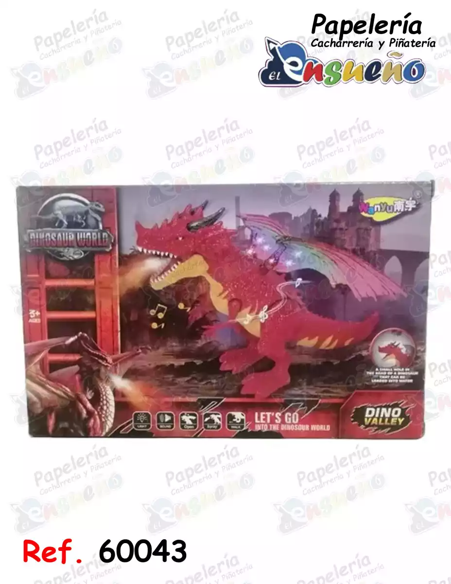 DINOSAURIO CON MUSICA LUZ SONIDO Y VAPOR