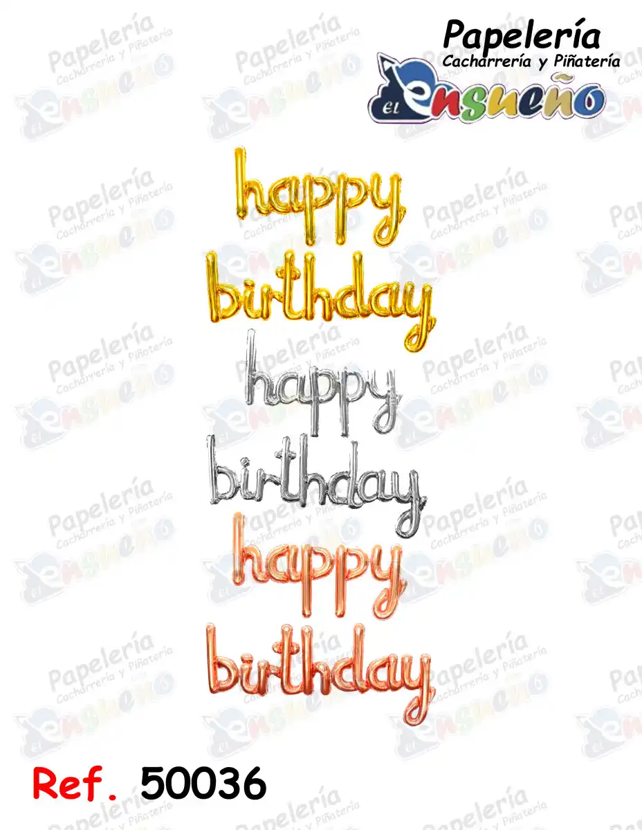 SET HAPPY BIRTHDAY CURSIVO