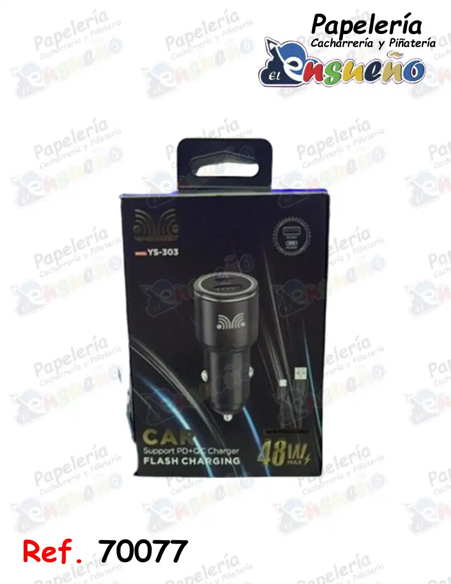 CARGADOR CARRO USB 2 EN 1 YS-303 48W