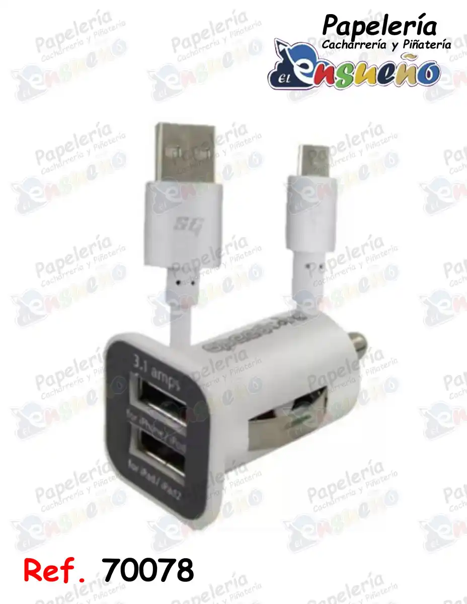 CARGADOR CARRO USB DOBLE ENTRADA YS-302