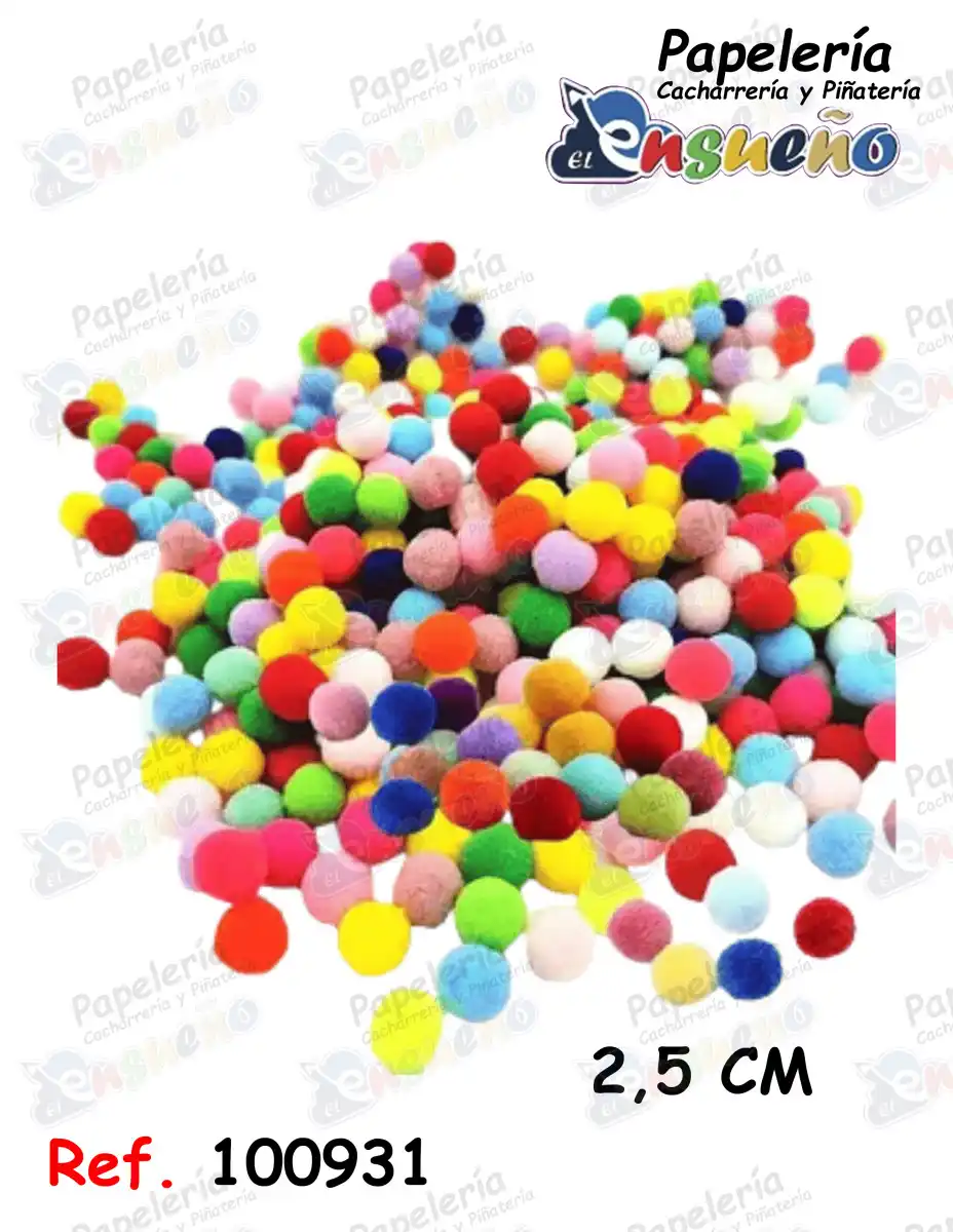 POMPON ALGODÓN COLORES 2.5 CM (PQT*1000)