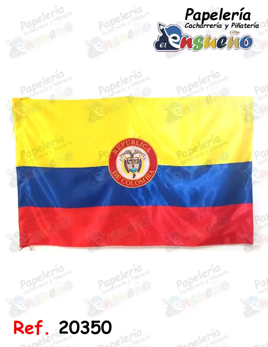 BANDERA DE COLOMBIA CON ESCUDO EN TELA