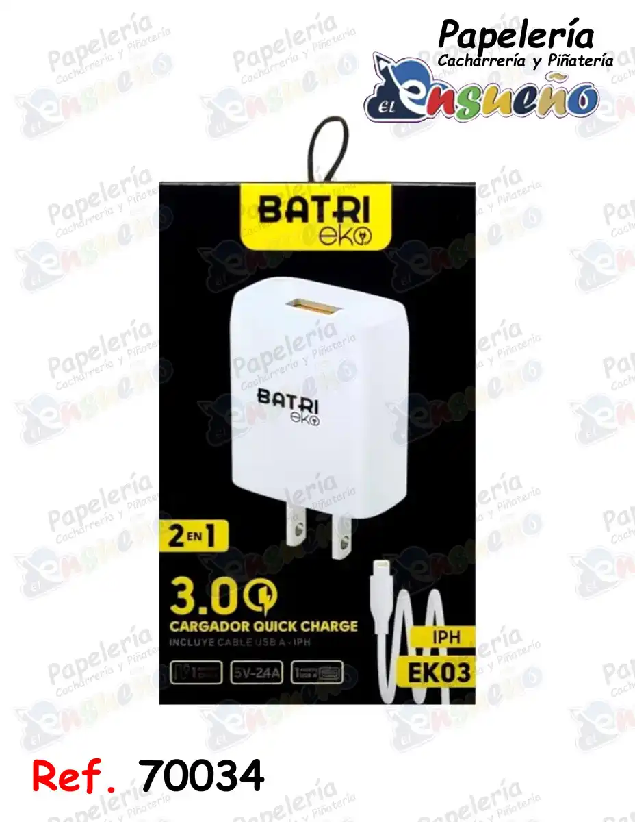 CARGADOR DE IPHONE BATRI CARGA RAPIDA