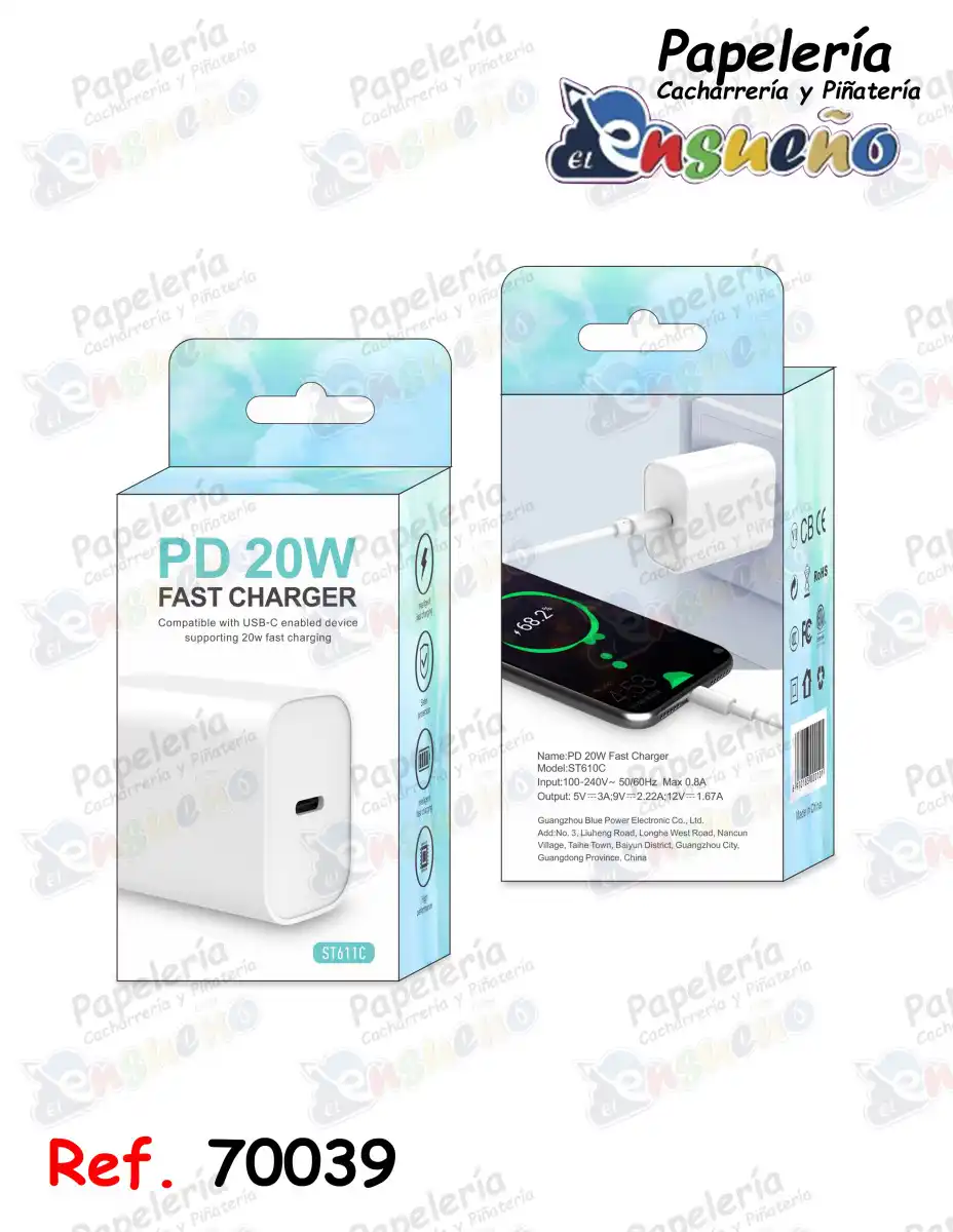 ADAPTADOR CARGA RAPIDA TIPO C PD20W