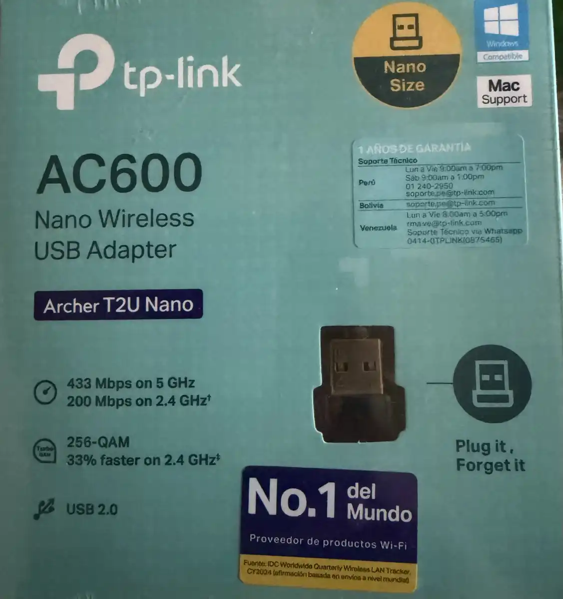 ADAPTADOR WIFI USB TPLINK AC600 ARCHER T2UNANO