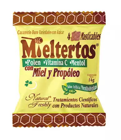 MIELTERTOS CARAMELO DURO MIEL Y PROPOLEO X4