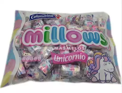 MASMELOS UNICORNIO MILLOWS PAQUETE 250G X50