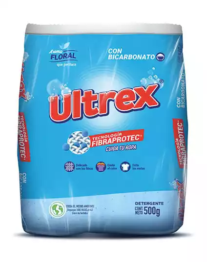 DETERGENTE POLVO ULTREX FLORAL CON BICARBONATO 500G