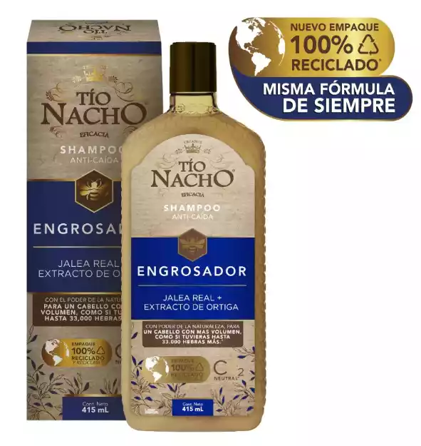 SHAMPOO TIO NACHO ENGROSADOR  JALEA REAL + EXTRACTO DE ORTIGA 415ML