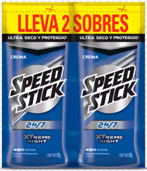 DESODORANTE SPEED STICK XTREME NIGHT CREMA X2 SOBRES